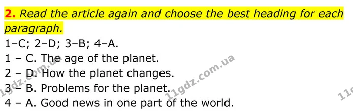2. Read the article again and choose the best heading for each paragraph. — ГДЗ Англійська мова 7 клас Коста