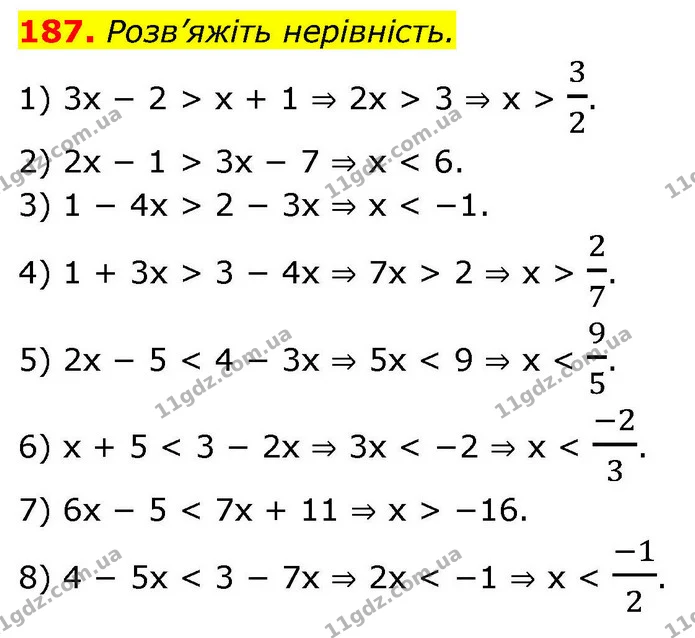 187. Розв’яжіть нерівність. — ГДЗ Алгебра 9 клас Тарасенкова