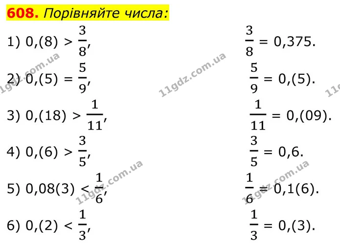 608. Порівняйте числа: — ГДЗ Алгебра 8 клас Тарасенкова