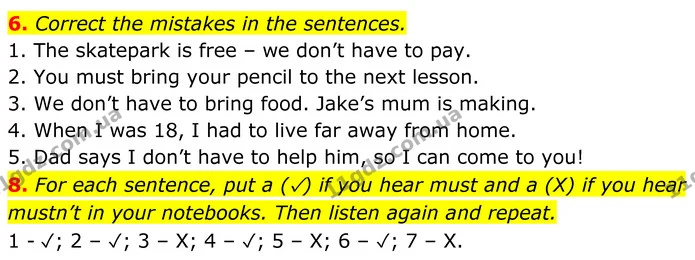 6. Correct the mistakes in the sentences. — ГДЗ Англійська мова 7 клас Коста
