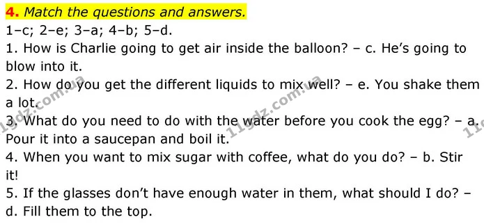 4. Match the questions and answers. — ГДЗ робочий зошит Англійська мова 8 клас Гарет Джонс 2025