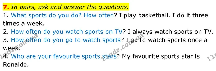 7. In pairs, ask and answer the questions. — ГДЗ Англійська мова 6 клас Коста (Prepare 6)