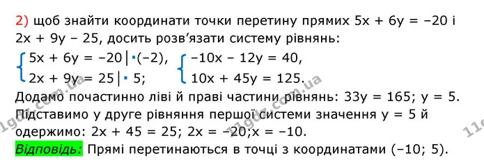 1055. Знайдіть, не виконуючи побудови, координати точки перетину прямих: — частина 2 — ГДЗ Алгебра 7 клас Мерзляк, Полонський 2015