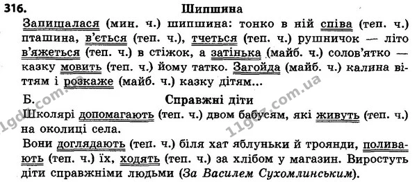316 — ГДЗ Українська мова 4 класс Хорошковська, Воскресенська 2015