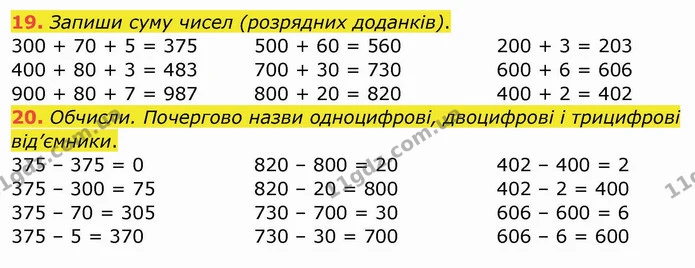 19. Запиши суму чисел (розрядних доданків). — ГДЗ Математика 4 клас Заїка