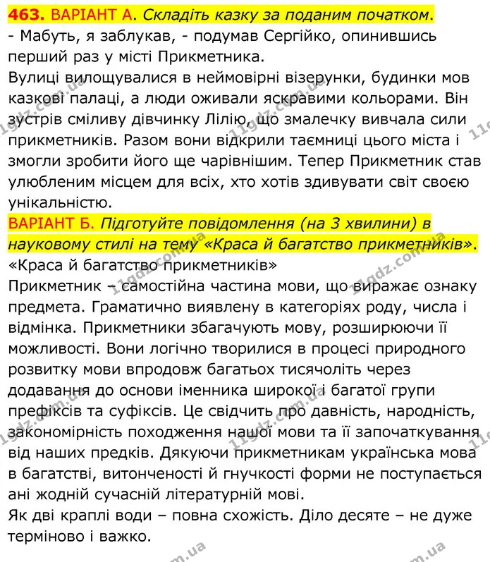 463. ВАРІАНТ А. Складіть казку за поданим початком. — ГДЗ Українська мова 6 клас Заболотний 2020