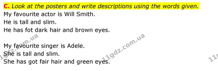 C. Look at the posters and write descriptions using the words given. — ГДЗ зошит Англійська мова 5 клас Мітчелл