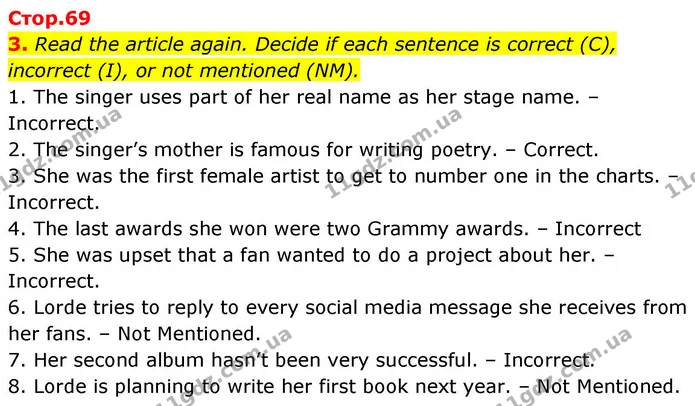 3. Read the article again. Decide if each sentence is correct (C), incorrect (I), or not mentioned (NM). — ГДЗ робочий зошит Англійська мова 8 клас Гарет Джонс 2025