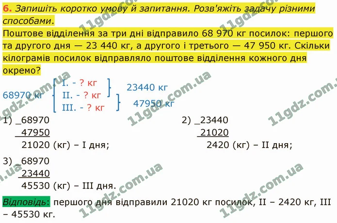 6. Запишіть коротко умову й запитання. Розв'яжіть задачу різними способами. — ГДЗ Математика 4 клас Логачевська 1-2 ч. 2021