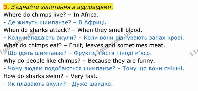 3. З’єднайте запитання з відповідями. — ГДЗ Робочий зошит Англійська мова 4 клас Карпюк