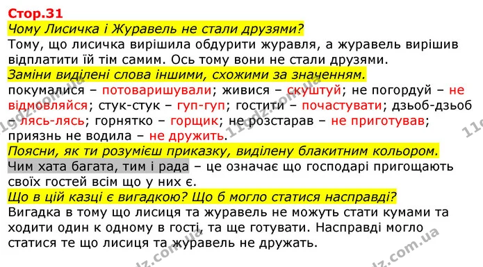 Чому Лисичка і Журавель не стали друзями? — ГДЗ Українська мова 2 клас Большакова 1 ч. - 2 ч.