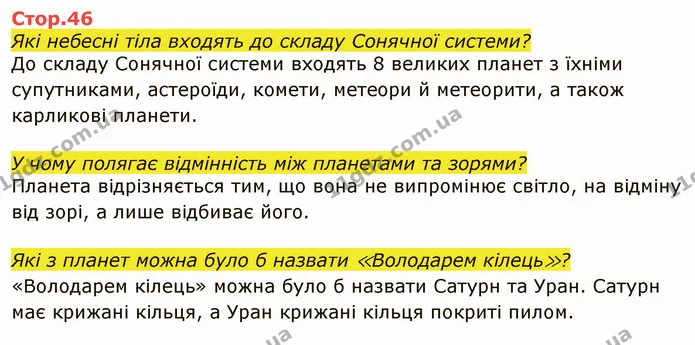 Які небесні тіла входять до складу Сонячної системи? — ГДЗ Я досліджую світ 4 клас Грущинська 1-2 ч.