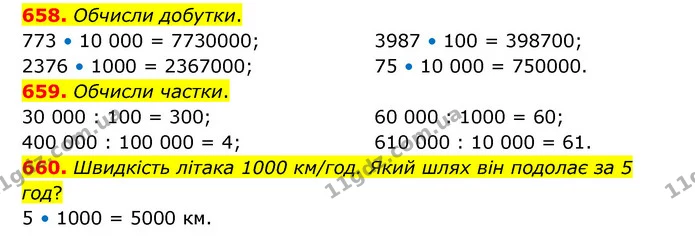 658. Обчисли добутки. — ГДЗ Математика 4 клас Бевз 1 та 2 частини