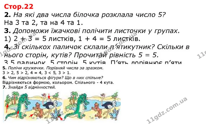 2. На які два числа білочка розклала число 5? — ГДЗ Математика 1 клас Лишенко 2018