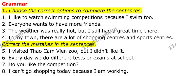1. Choose the correct options to complete the sentences. — ГДЗ Англійська мова 7 клас Коста