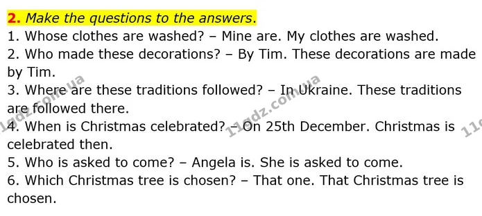 2. Make the questions to the answers. — ГДЗ Англійська мова 7 клас Карпюк