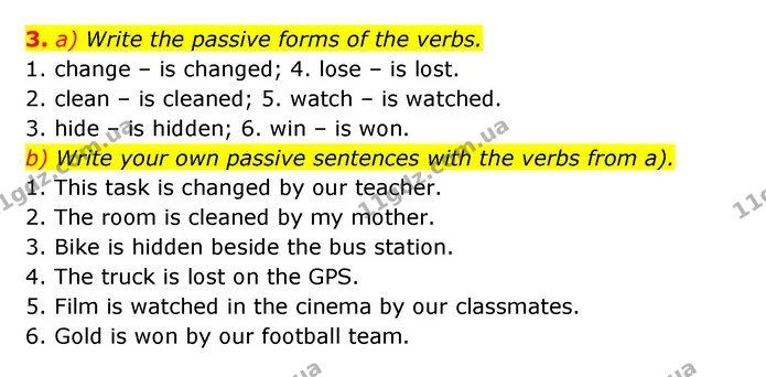 3. a) Write the passive forms of the verbs. — ГДЗ Зошит з Граматики Англійська мова 6 клас Карпюк