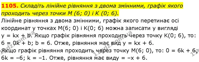 1105. Складіть лінійне рівняння з двома змінними, графік якого — Алгебра 7 клас Мерзляк 2024