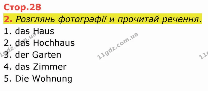 2. Розглянь фотографії и прочитай речення. — ГДЗ Німецька мова 3 клас Сотникова