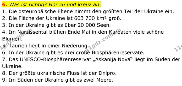 6. Was ist richtig? Hör zu und kreuz an. — ГДЗ робочий зошит Німецька мова 8 клас Басай