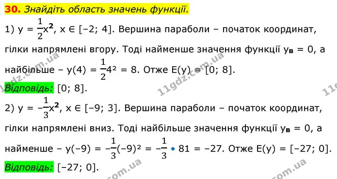 30. Знайдіть область значень функції. — ГДЗ Алгебра 9 клас Істер