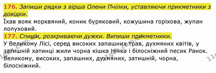 176. Запиши рядки з вірша Олени Пчілки, уставляючи прикметники з довідки. — ГДЗ Українська мова та читання 4 клас Кравцова