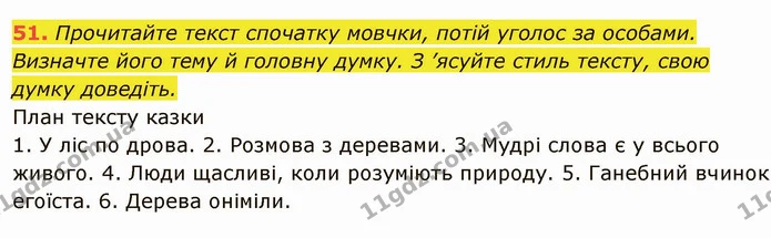 51. Прочитайте текст спочатку мовчки, потій уголос за особами. — ГДЗ Українська мова 6 клас Глазова