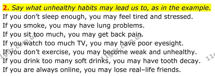 2. Say what unhealthy habits may lead us to, as in the example. — ГДЗ Англійська мова 8 клас Карпюк 2025