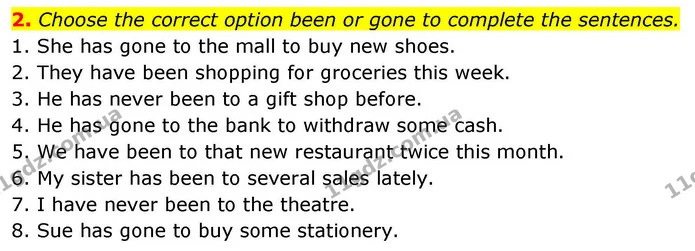 2. Choose the correct option been or gone to complete the sentences. — ГДЗ зошит Grammar Англійська мова 8 клас Prepare 2025