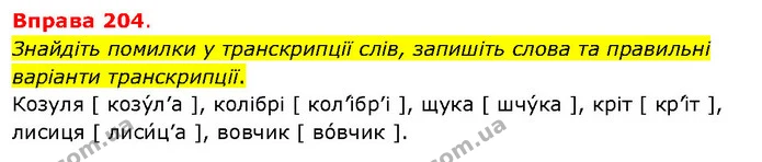 Знайдіть помилки у транскрипції слів, запишіть слова та правильні варіанти транскрипції. — ГДЗ Українська мова 5 клас Літвінова