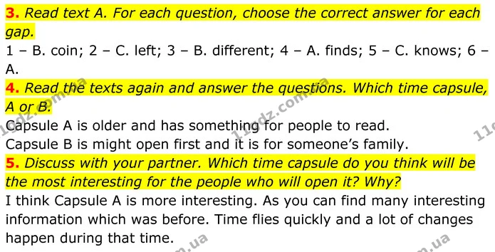 3. Read text A. For each question, choose the correct answer for each gap. — ГДЗ Англійська мова 7 клас Коста