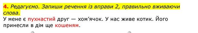 4. Редагуємо. Запиши речення із вправи 2, правильно вживаючи слова. — ГДЗ Українська мова 2 клас Большакова 1 ч. - 2 ч.