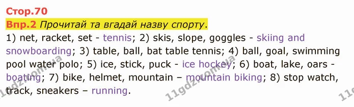 Стор. 70 — 2 — ГДЗ Англійська мова 6 клас Карпюк 2014 — ГДЗ Англійська мова 6 клас Карпюк 2014