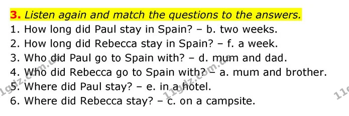 3. Listen again and match the questions to the answers. — ГДЗ робочий зошит Англійська мова 6 клас Prepare