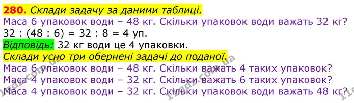 280. Склади задачу за даними таблиці. — ГДЗ Математика 3 клас Лишенко (1, 2 частина)