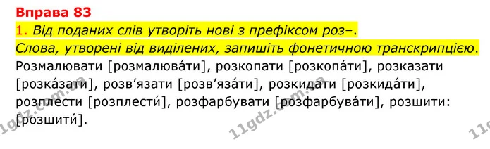 83 — ГДЗ Українська мова 6 клас Літвінова
