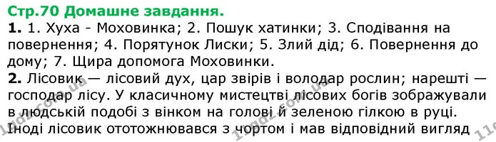 Стор. 70 — Стр.70 ДЗ — ГДЗ Українська література 5 клас Авраменко 2018 — ГДЗ Українська література 5 клас Авраменко 2018