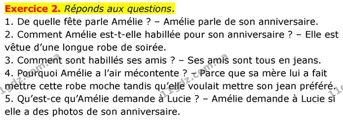 Exercice 2. Réponds aux questions. — ГДЗ Французька мова 7 клас Чумак