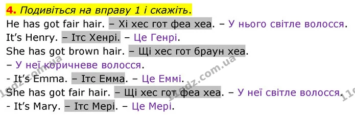 4. Подивіться на вправу 1 і скажіть. — ГДЗ Англійська мова 2 клас Мітчелл