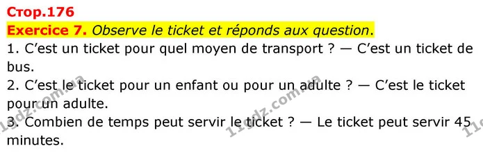 Exercice 7. Observe le ticket et réponds aux question. — ГДЗ Французька мова 7 клас Чумак