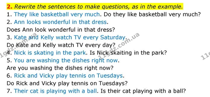 2. Rewrite the sentences to make questions, as in the example. — ГДЗ Зошит з граматики Англійська мова 5 клас Карпюк 2022
