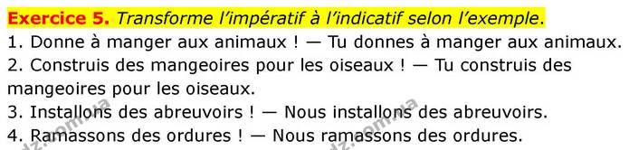 Exercice 5. Transforme l’impératif à l’indicatif selon l’exemple. — ГДЗ Французька мова 7 клас Чумак
