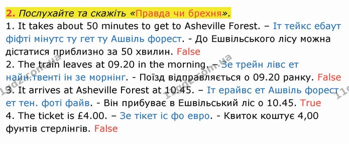 2. Послухайте та скажіть «Правда чи брехня». — ГДЗ Англійська мова 4 клас Мітчелл 2026