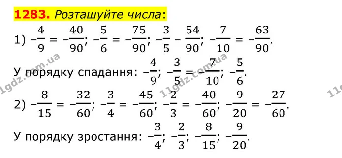 1283. Розташуйте числа: — ГДЗ Математика 6 клас Мерзляк 2023 1-2 ч.