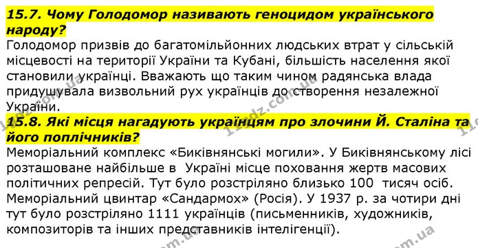 15.7. Чому Голодомор називають геноцидом українського народу? — ГДЗ Вступ до історії 5 клас Гісем