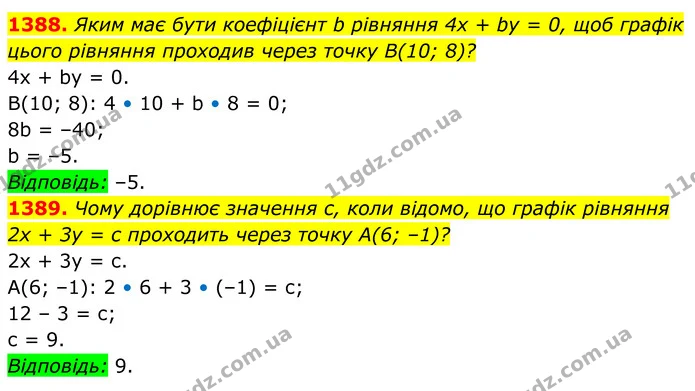 1388. Яким має бути коефіцієнт b рівняння 4x + by = 0, щоб графік — ГДЗ Алгебра 7 клас Бевз