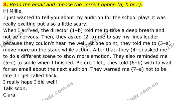 3. Read the email and choose the correct option (a, b or c). — ГДЗ зошит Grammar Англійська мова 8 клас Prepare 2025