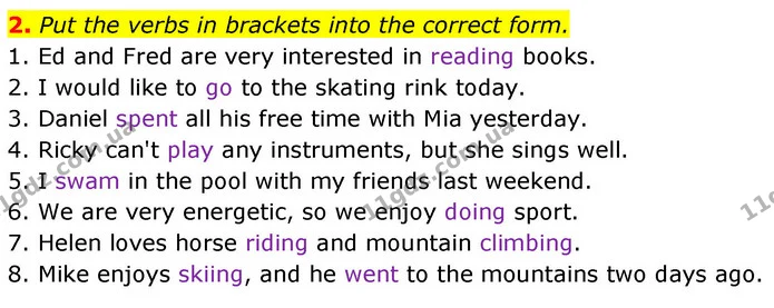 2. Put the verbs in brackets into the correct form. — ГДЗ Англійська мова 6 клас Карпюк 2023