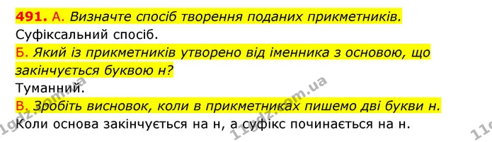 491. А. Визначте спосіб творення поданих прикметників. — ГДЗ Українська мова 6 клас Заболотний 2023
