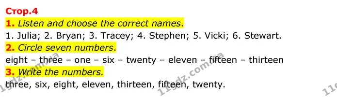 1. Listen and choose the correct names. — ГДЗ Робочий зошит Англійська мова 5 клас Коста (prepare 5)